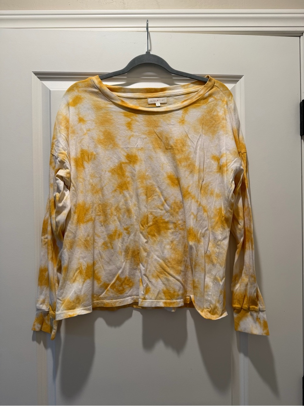 Ultra Flirt Yellow and White Tie-Dye Long Sleeve Tee